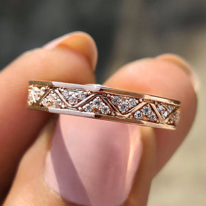 Moissanite Eternity Band With Filigree Detailing
