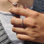 White Gold Wedding Band  - Round Diamond