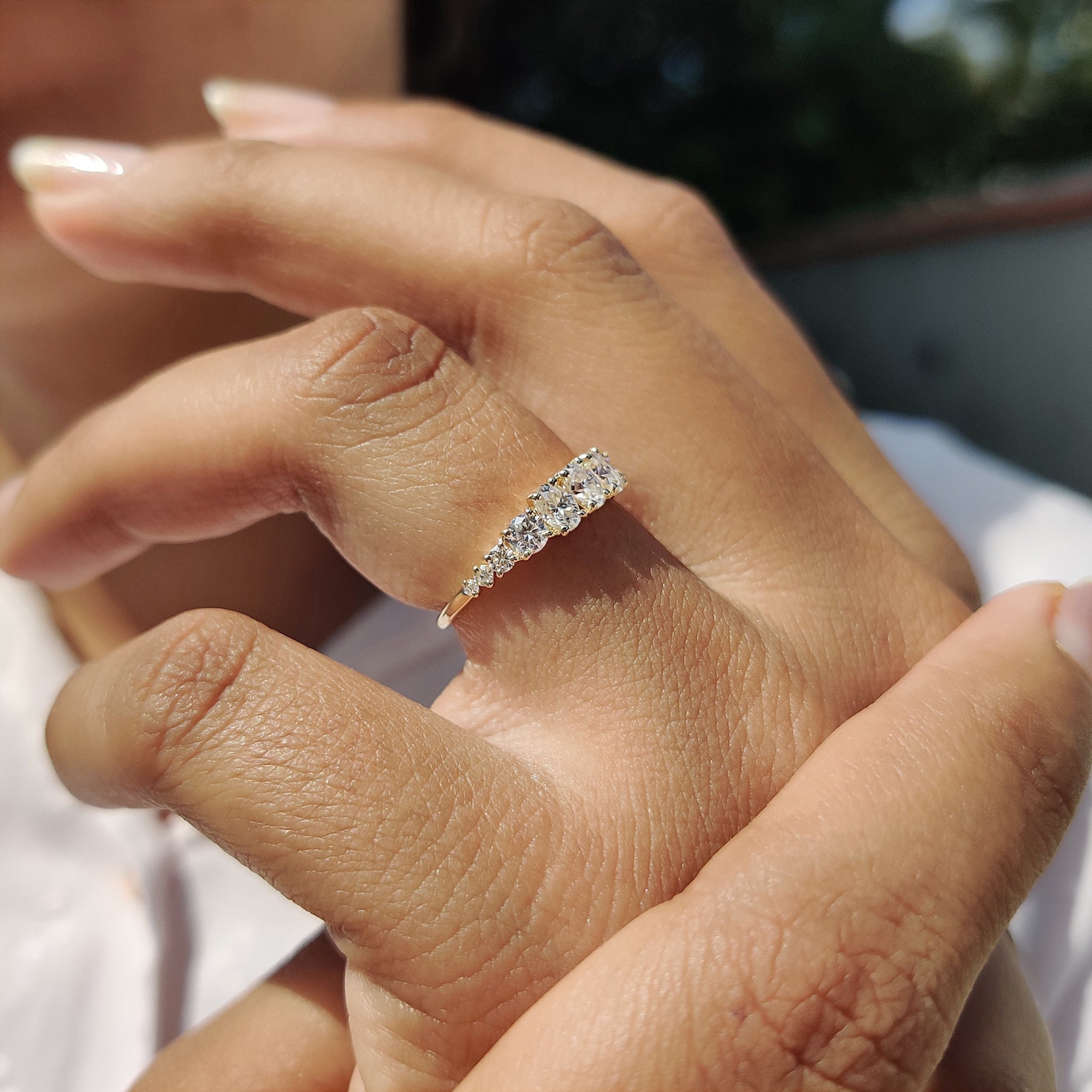 Half Eternity Oval Cut Diamond Band