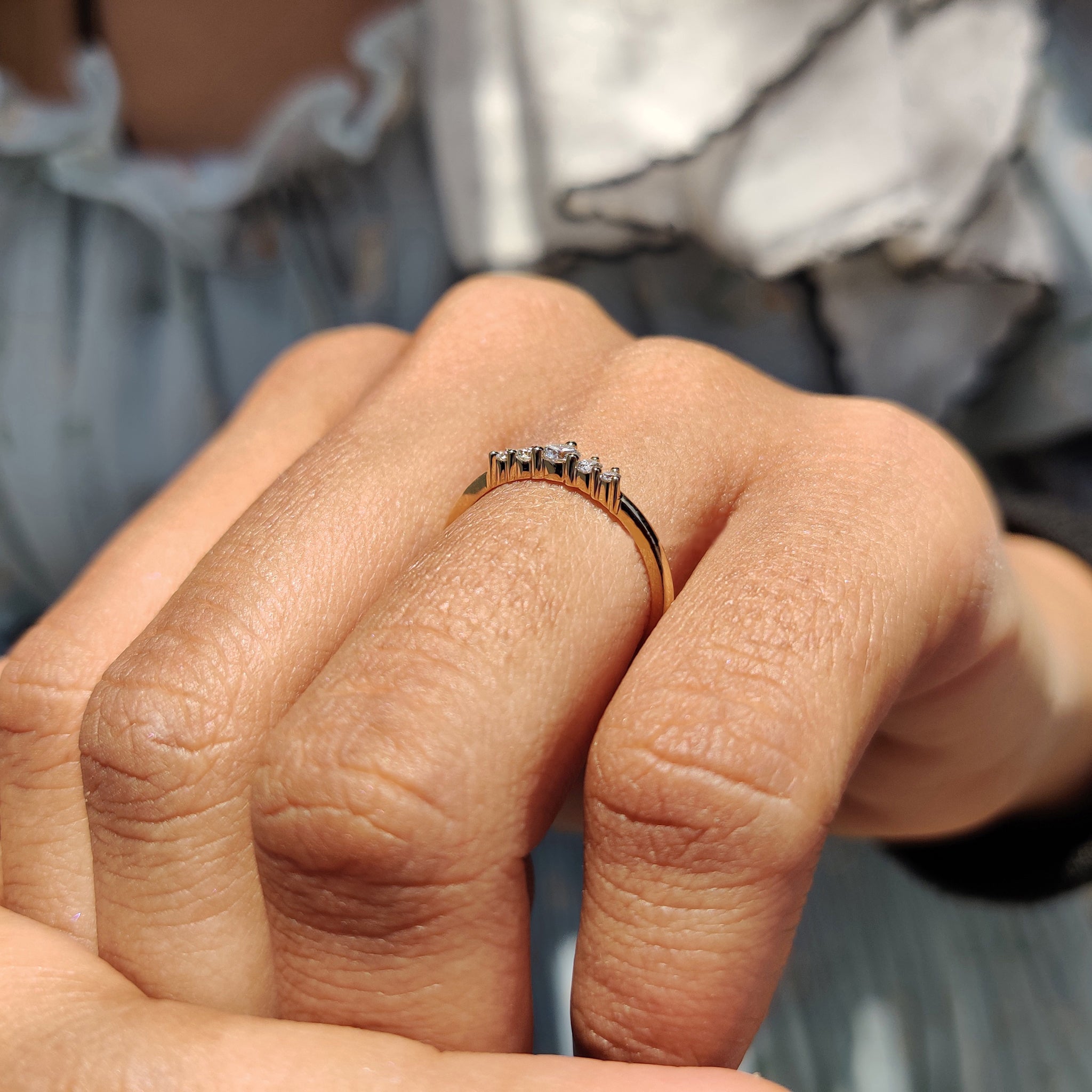 5 Stone Wedding Band with Round Diamonds