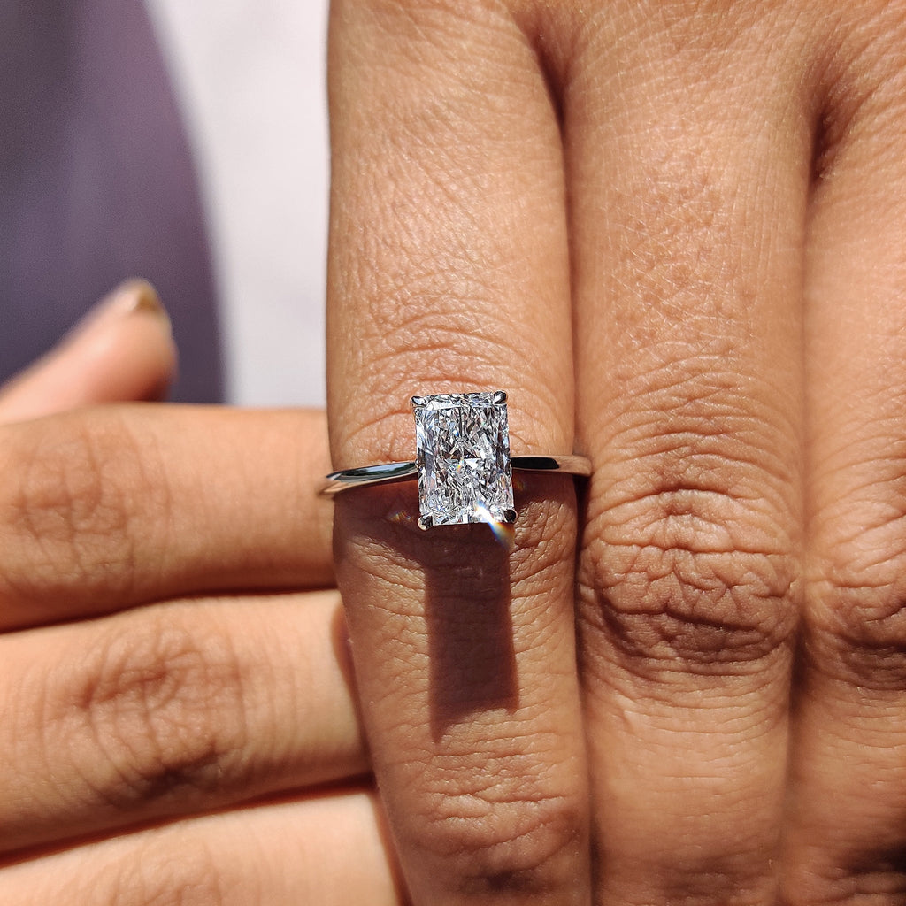 Radiant Diamond Engagement Ring In Solitaire Setting