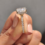 Cushion Cut Engagement Ring With Hidden Halo Setting