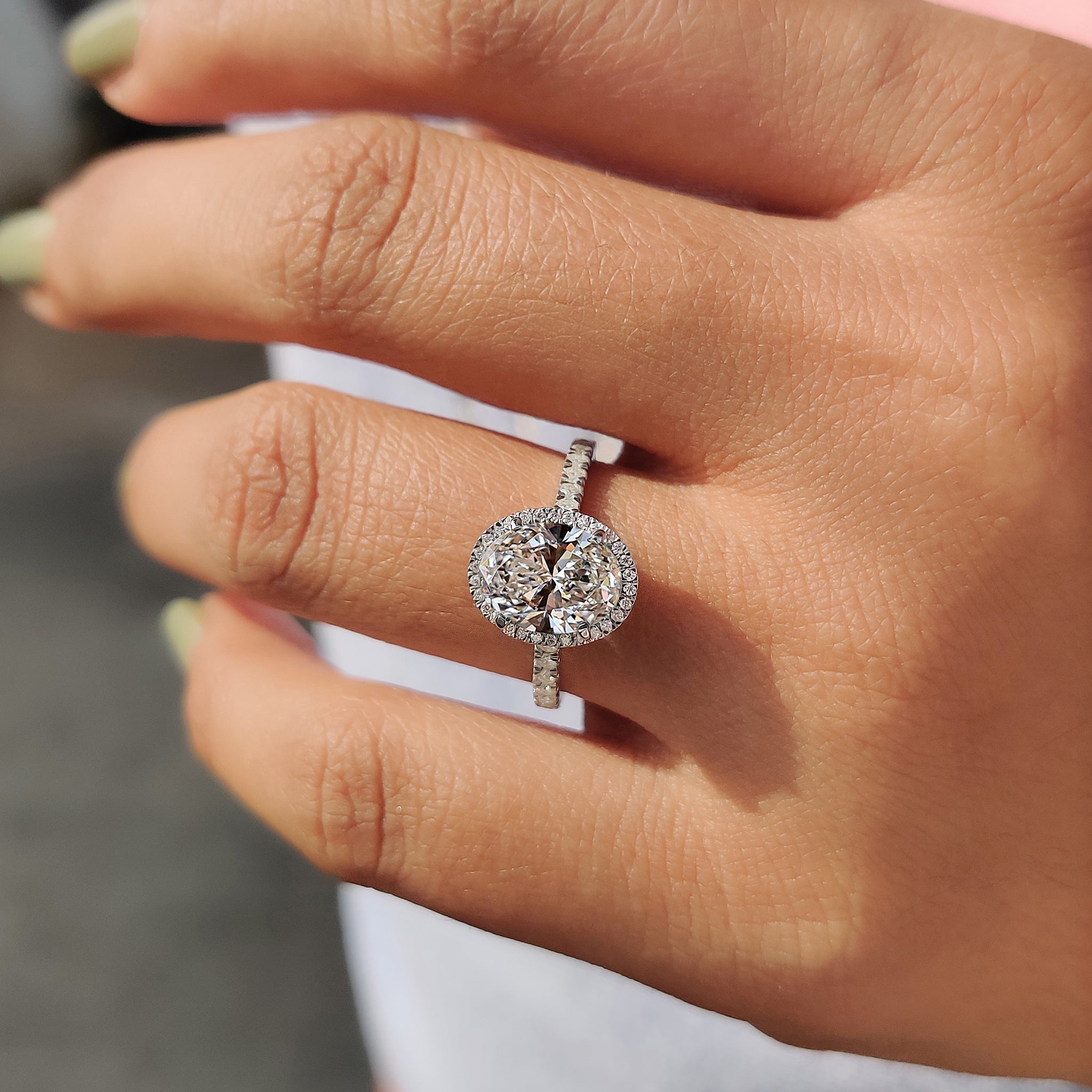 Oval Diamond Ring with Halo Style