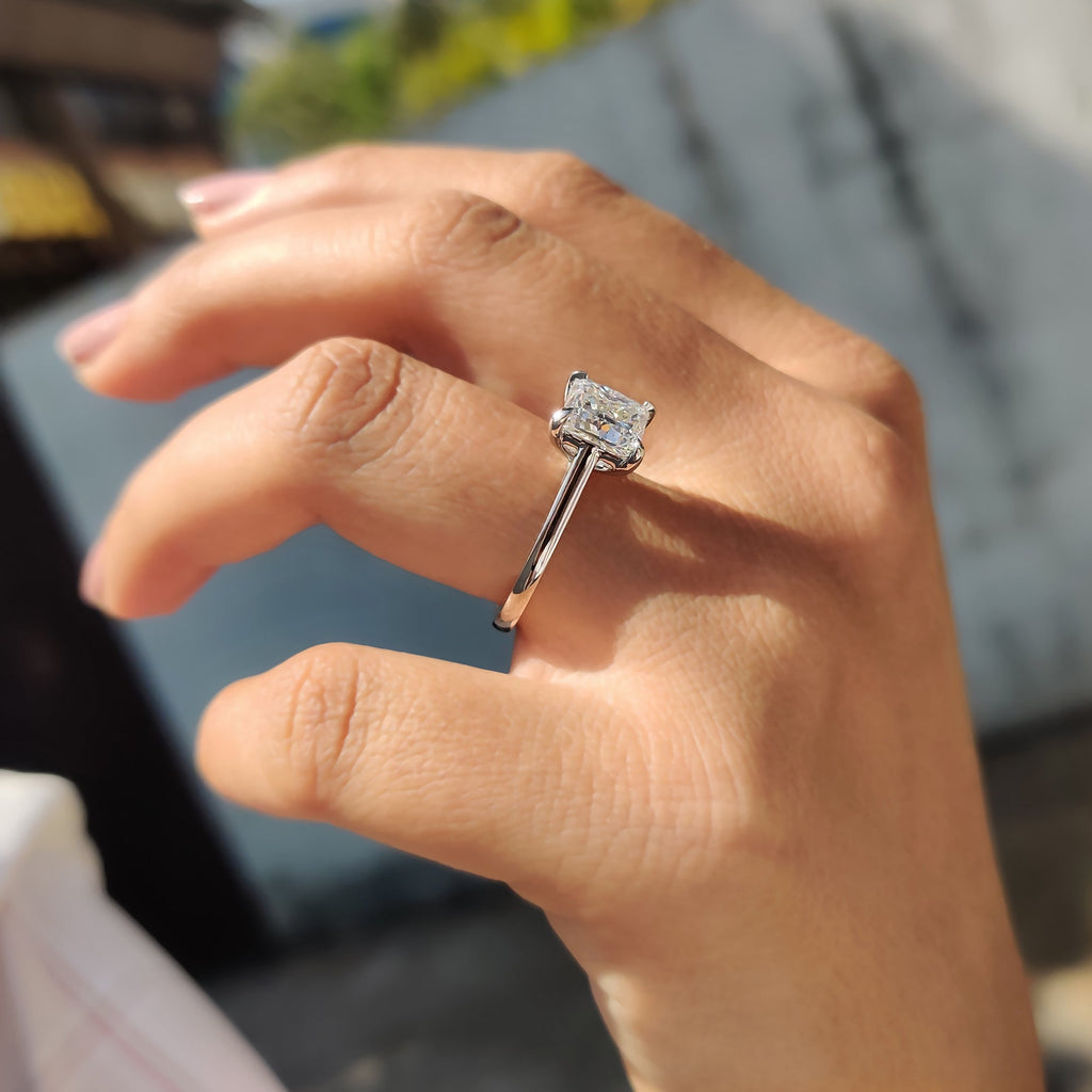 Princess Cut Solitaire Ring in a Cathedral Setting