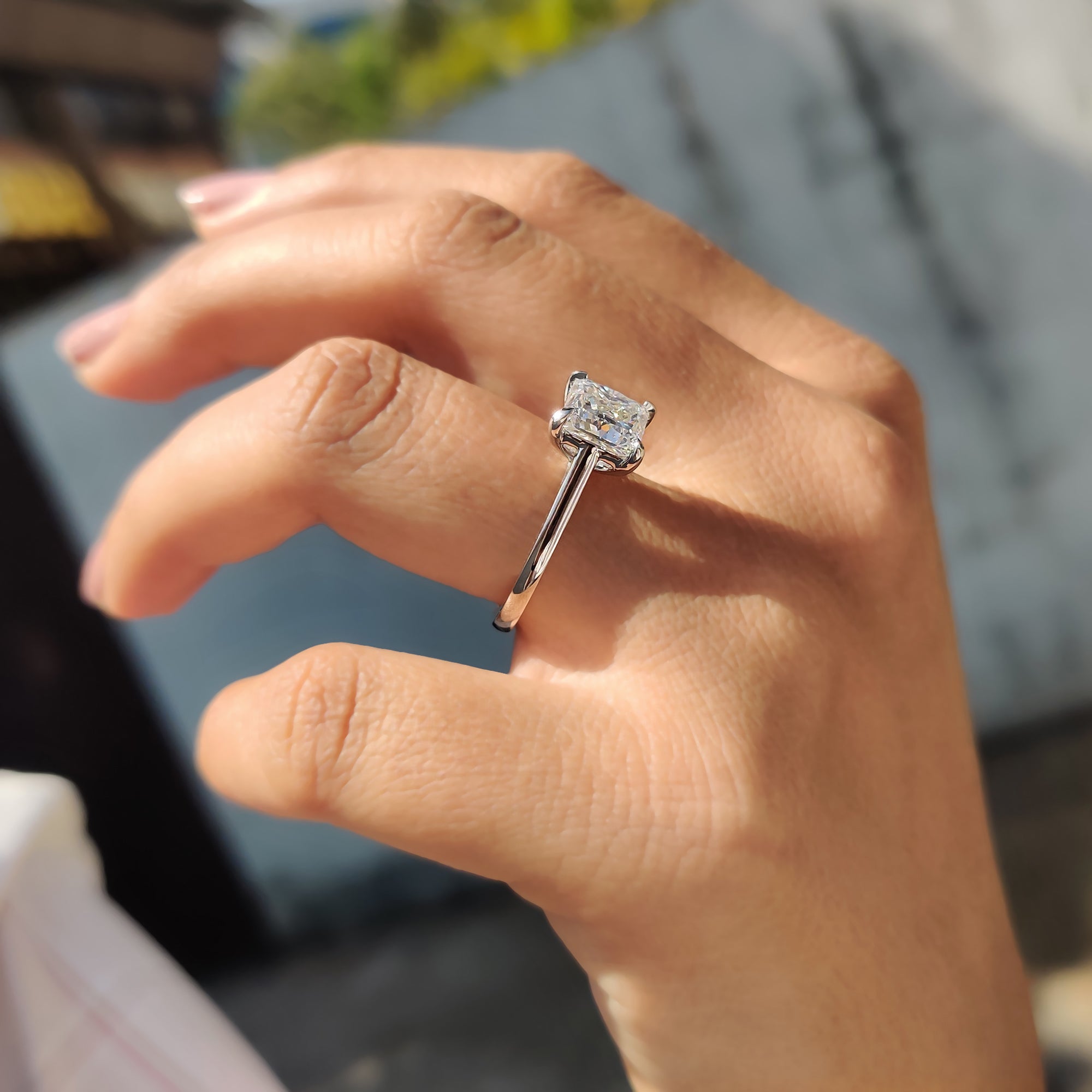 Princess Cut Solitaire Ring in a Cathedral Setting