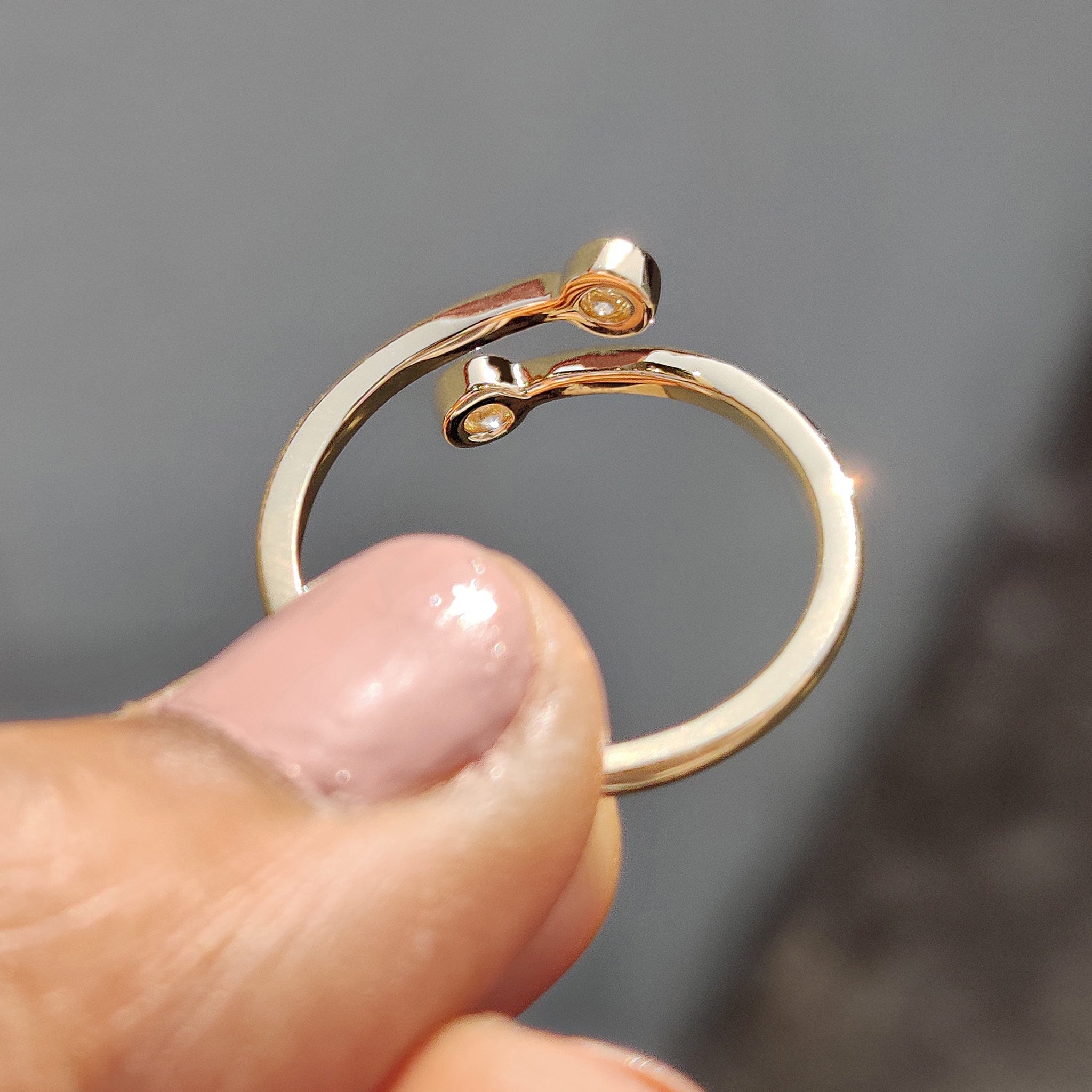 Double Bezel Set Two Stone Wedding Band