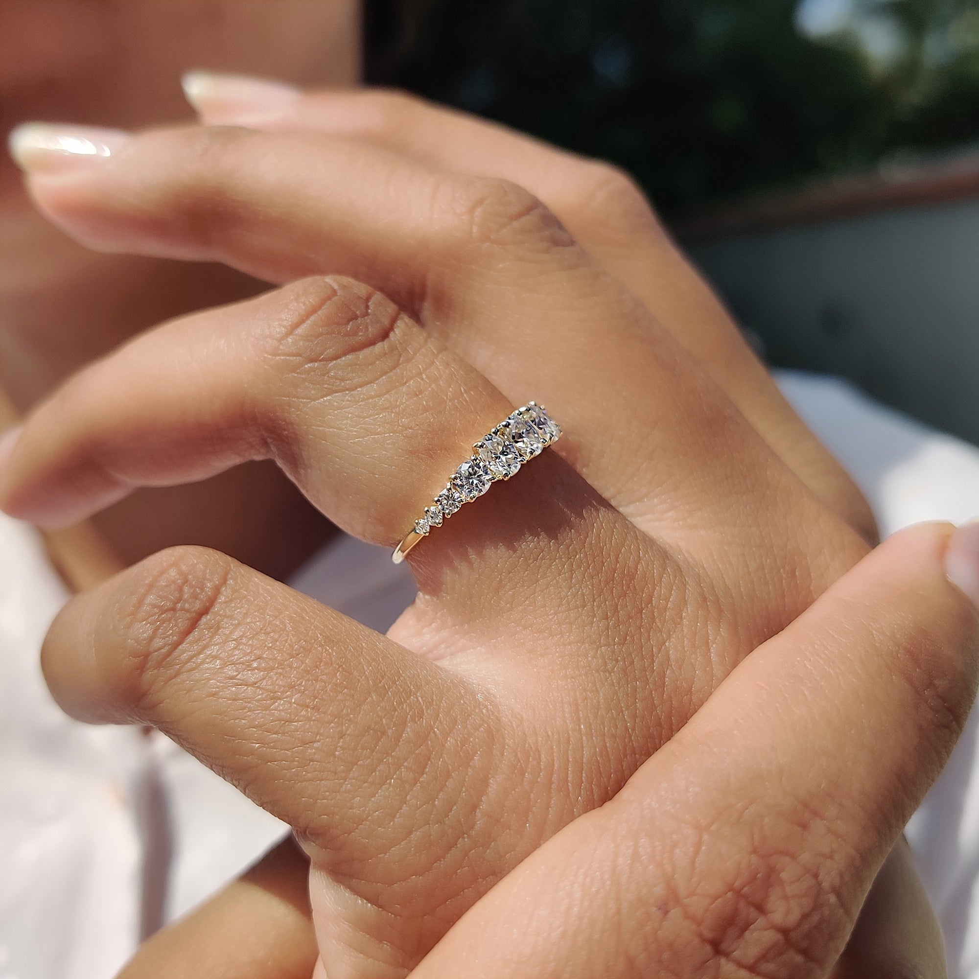 Half Eternity Oval Cut Wedding Band