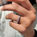 Curved Wedding Band With Marquise And Baguette Stone