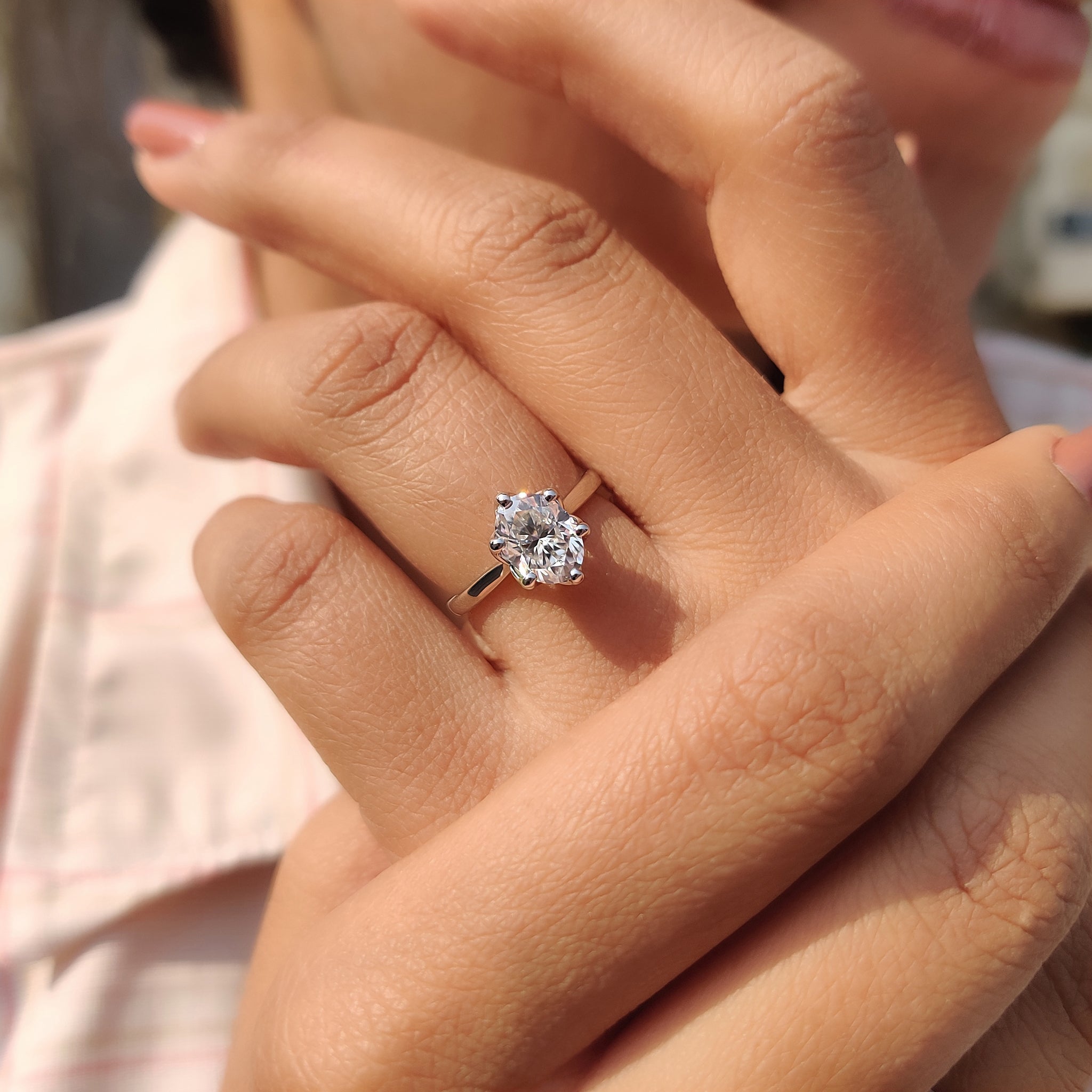 Oval Cut Engagement Ring With Hidden Blue Stone