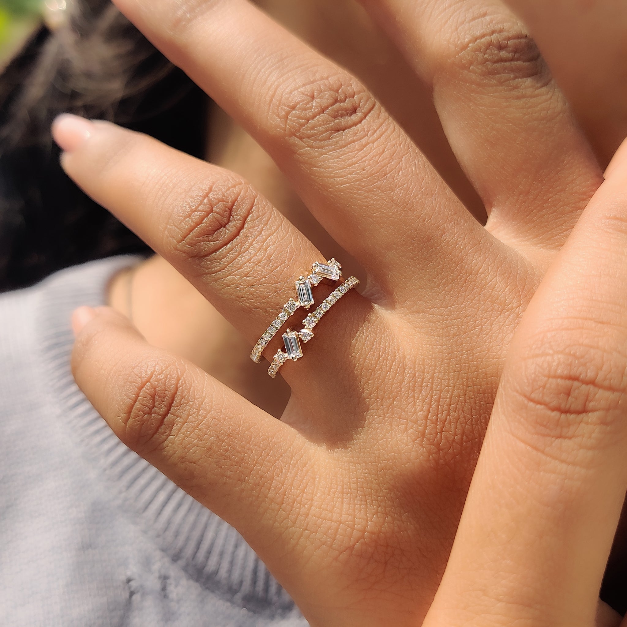 Baguette And Round Diamond Band In Double Row Pave Style Secondary image