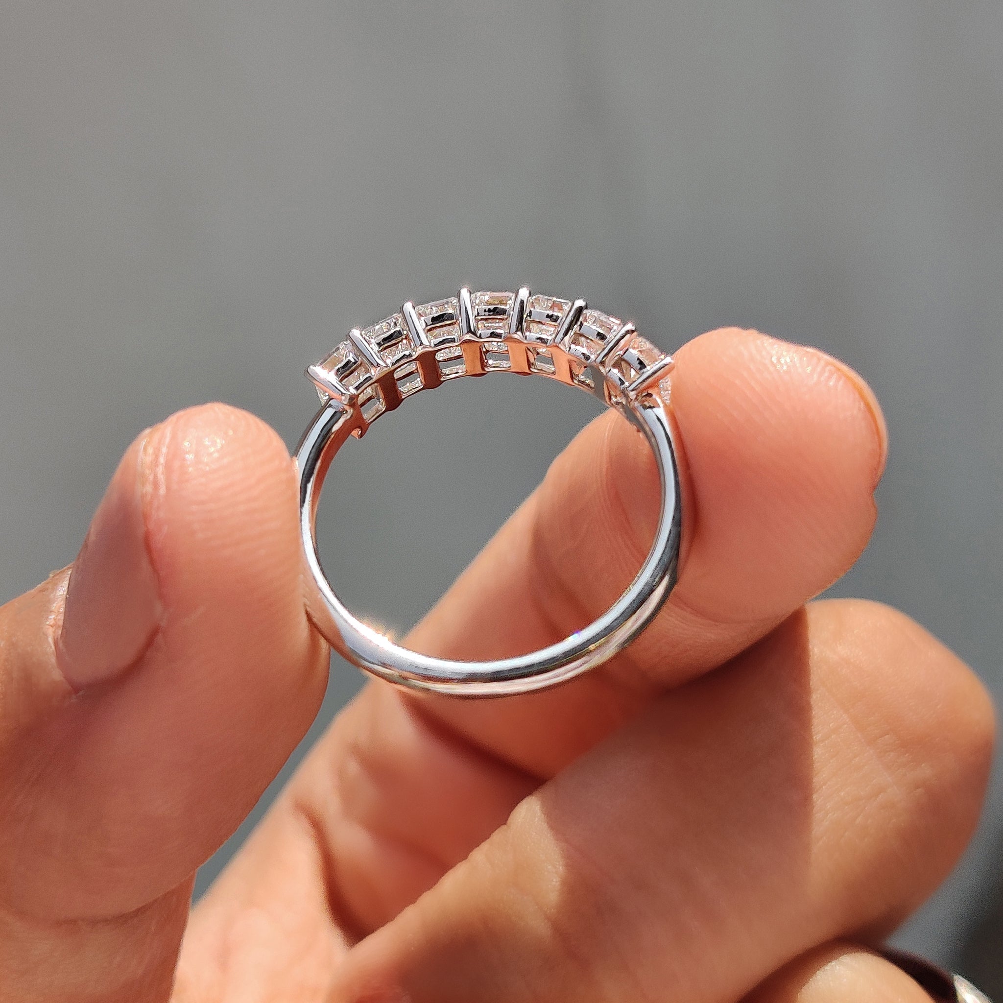 Emerald Cut Wedding Band - 7 Lab Diamonds
