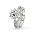 Round Brilliant Cut Diamond with Chevron Wedding Ring
