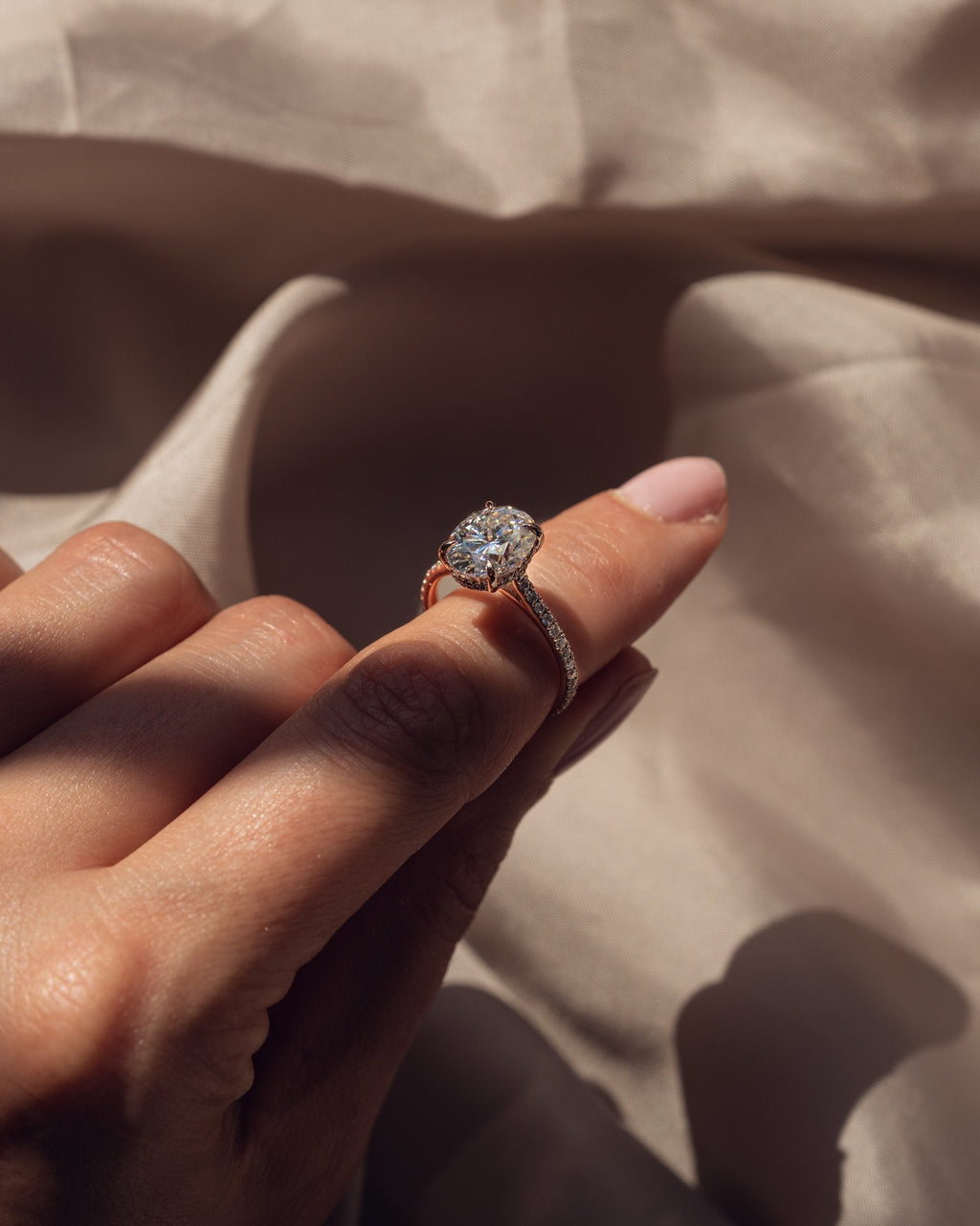 2.80 CT Oval Moissanite Hidden Halo Pave Setting Engagement Ring