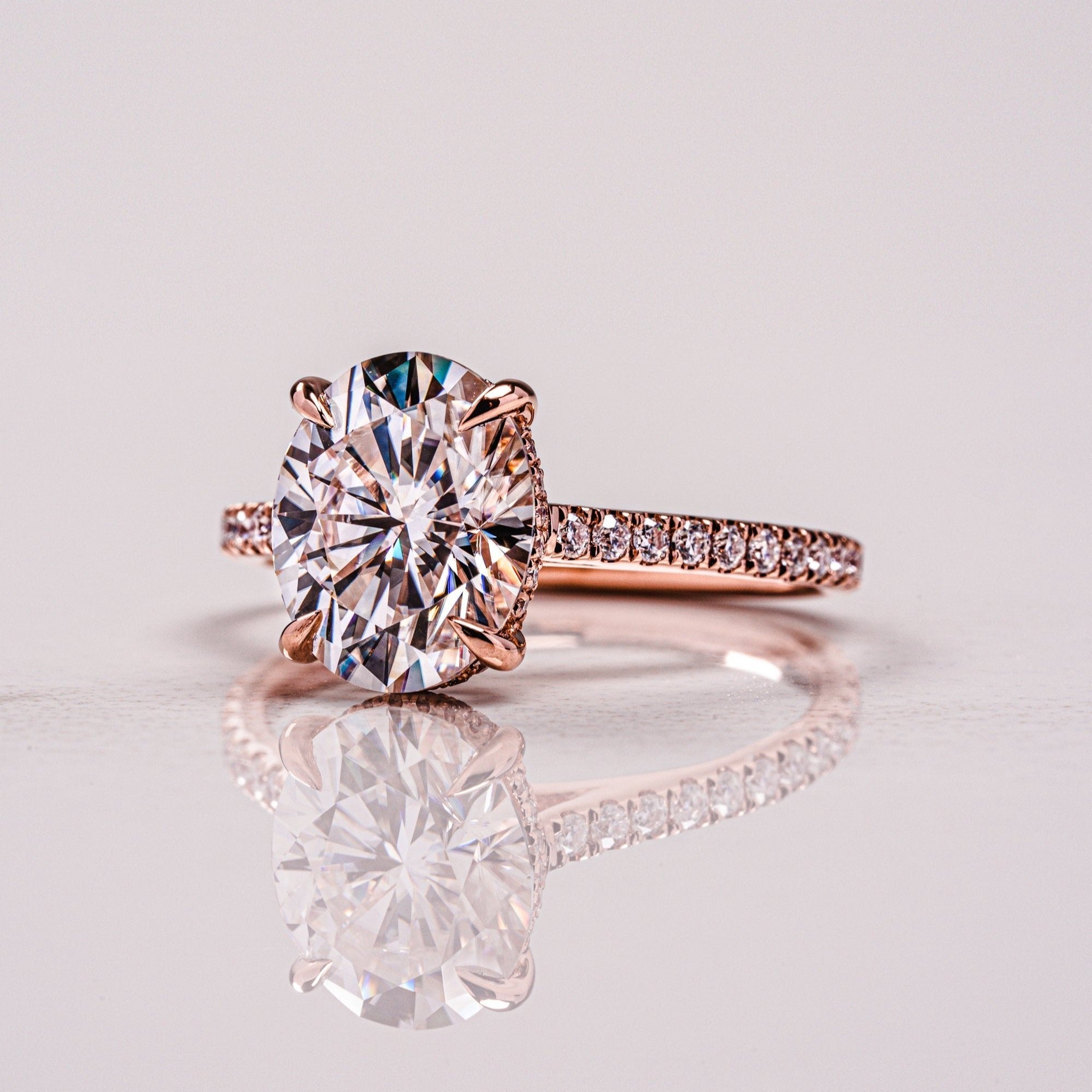 2.80 CT Oval Moissanite Hidden Halo Pave Setting Engagement Ring Secondary image