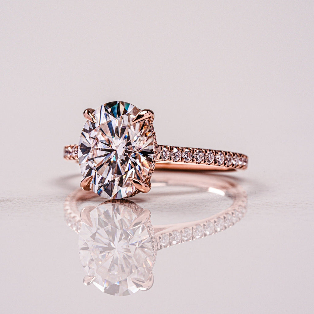 2.80 CT Oval Moissanite Hidden Halo Pave Setting Engagement Ring