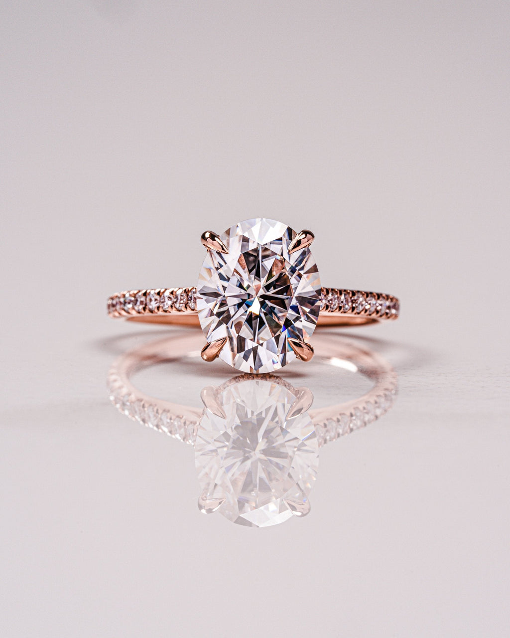 2.80 CT Oval Moissanite Hidden Halo Pave Setting Engagement Ring