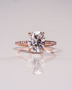 2.80 CT Oval Moissanite Hidden Halo Pave Setting Engagement Ring
