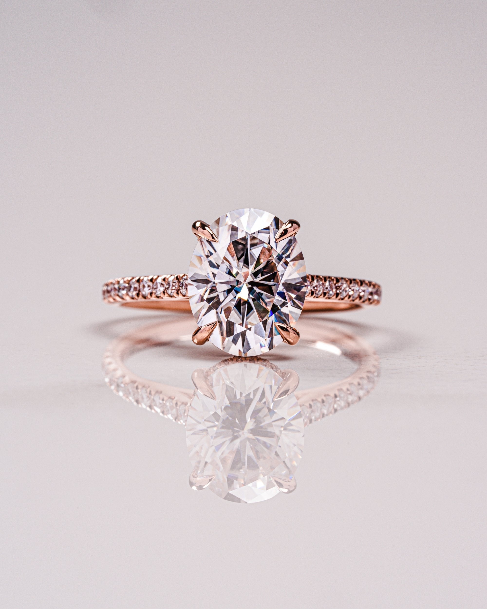 2.80 CT Oval Moissanite Hidden Halo Pave Setting Engagement Ring