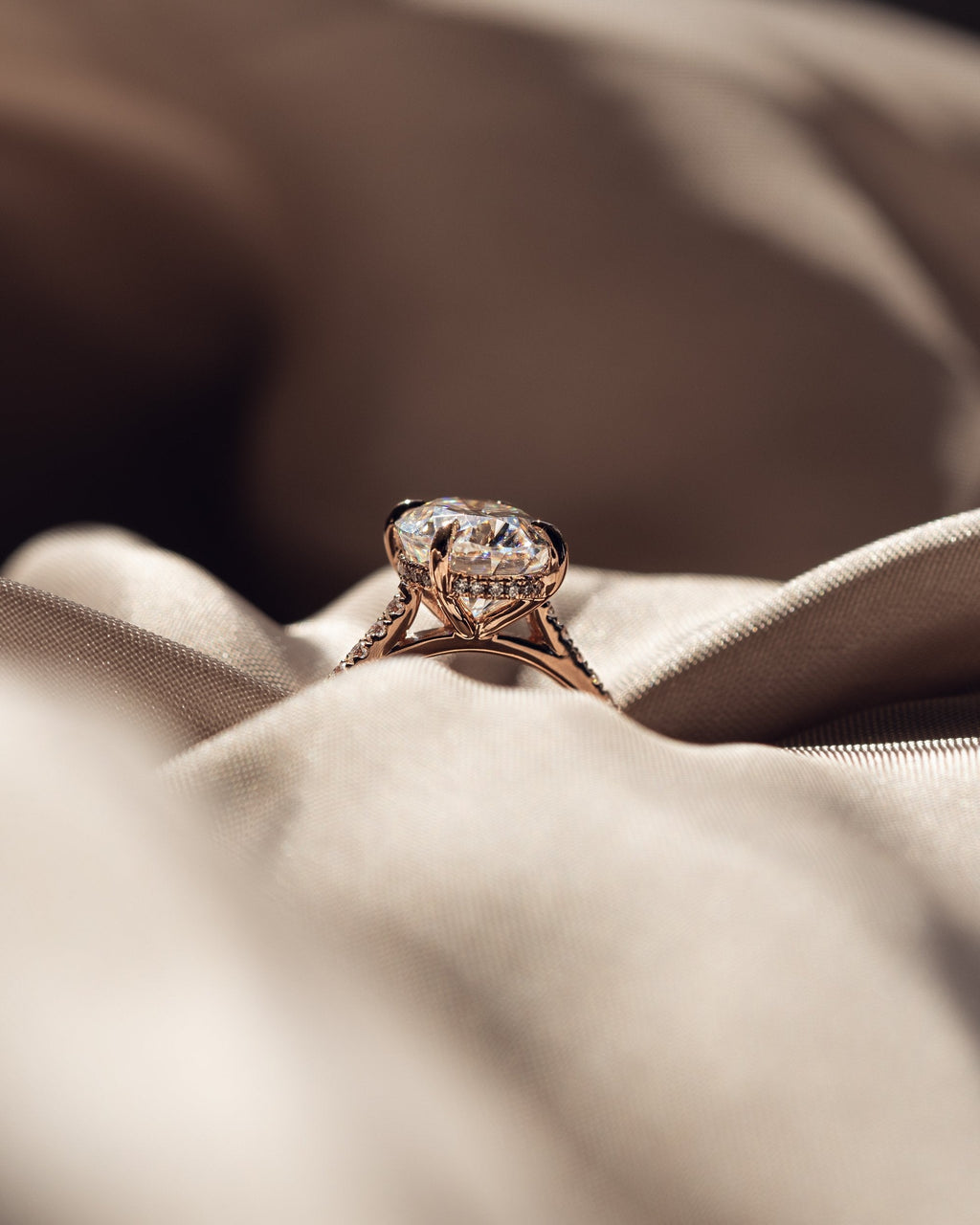 2.80 CT Oval Moissanite Hidden Halo Pave Setting Engagement Ring