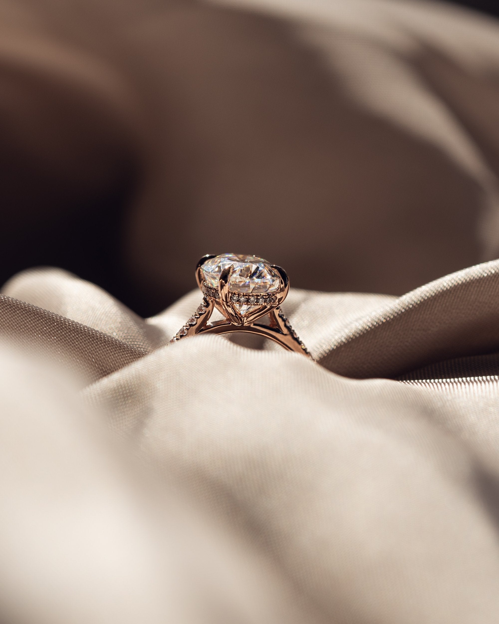 2.80 CT Oval Moissanite Hidden Halo Pave Setting Engagement Ring