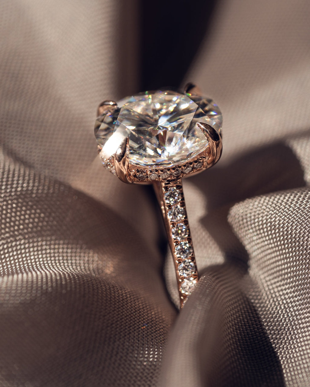 2.80 CT Oval Moissanite Hidden Halo Pave Setting Engagement Ring
