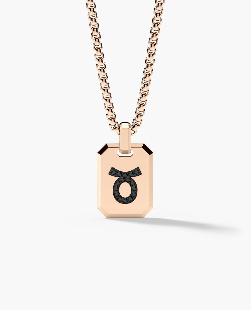 TAURUS MINI ZODIAC Dog Tag Gold Pendant with 0.25ct Black Diamonds