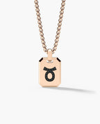 TAURUS MINI ZODIAC Dog Tag Gold Pendant with 0.25ct Black Diamonds