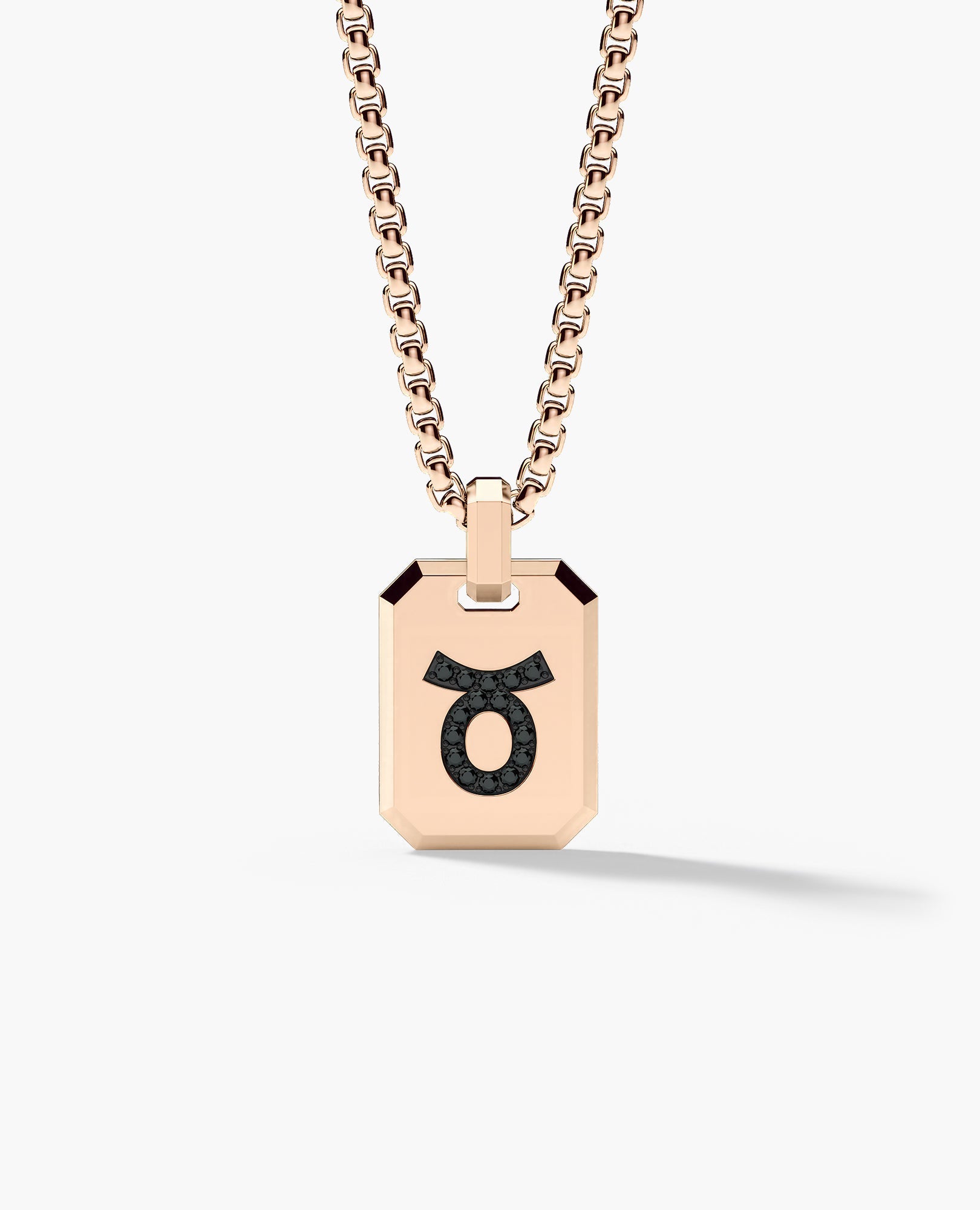 TAURUS MINI ZODIAC Dog Tag Gold Pendant with 0.25ct Black Diamonds