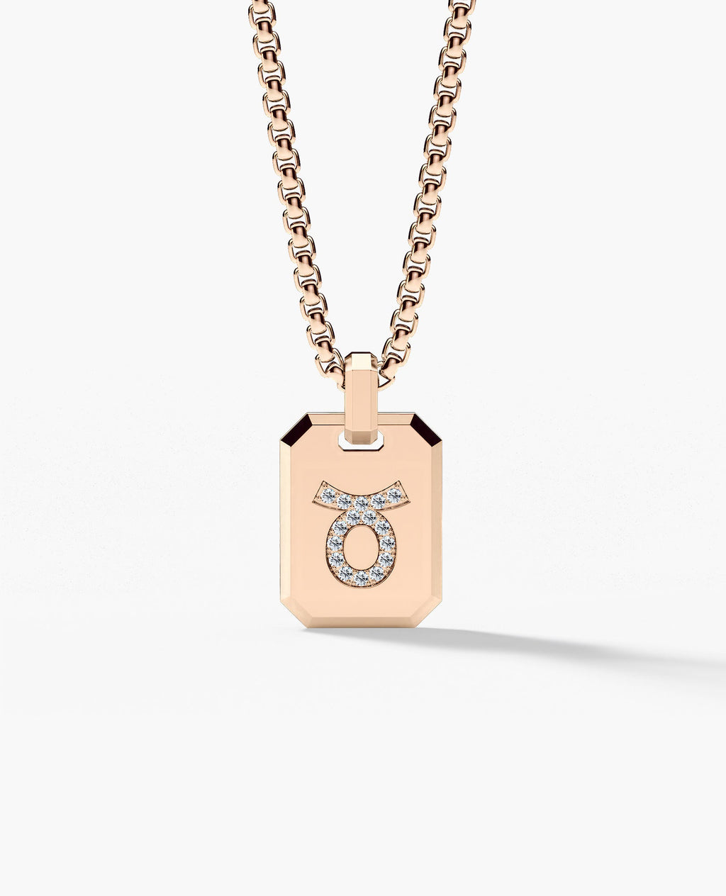 TAURUS MINI ZODIAC Dog Tag Gold Pendant with 0.25ct Diamonds