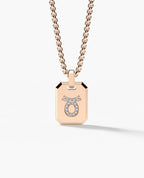 TAURUS MINI ZODIAC Dog Tag Gold Pendant with 0.25ct Diamonds