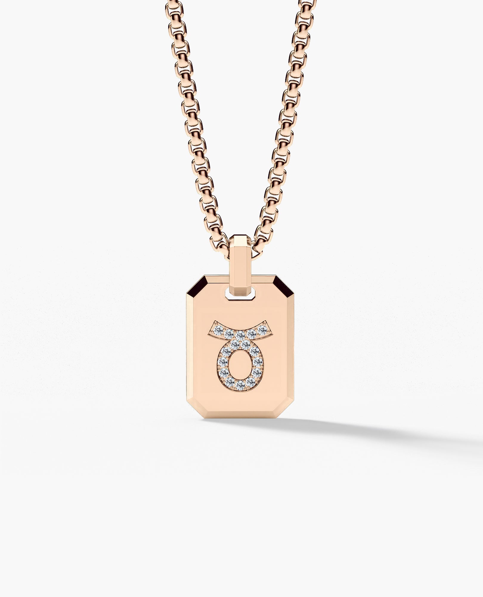 TAURUS MINI ZODIAC Dog Tag Gold Pendant with 0.25ct Diamonds
