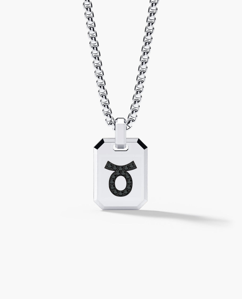 TAURUS MINI ZODIAC Dog Tag Gold Pendant with 0.25ct Black Diamonds