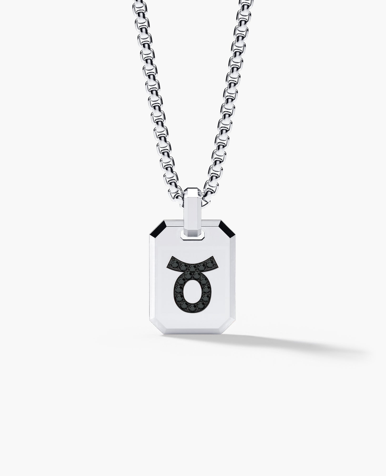 TAURUS MINI ZODIAC Dog Tag Gold Pendant with 0.25ct Black Diamonds