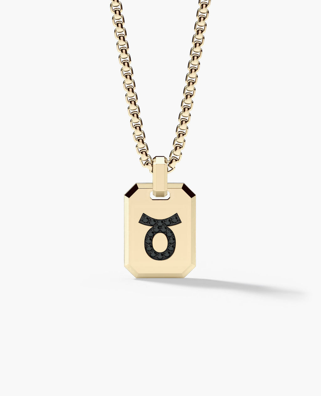 TAURUS MINI ZODIAC Dog Tag Gold Pendant with 0.25ct Black Diamonds