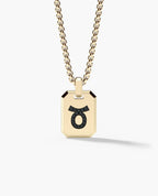TAURUS MINI ZODIAC Dog Tag Gold Pendant with 0.25ct Black Diamonds