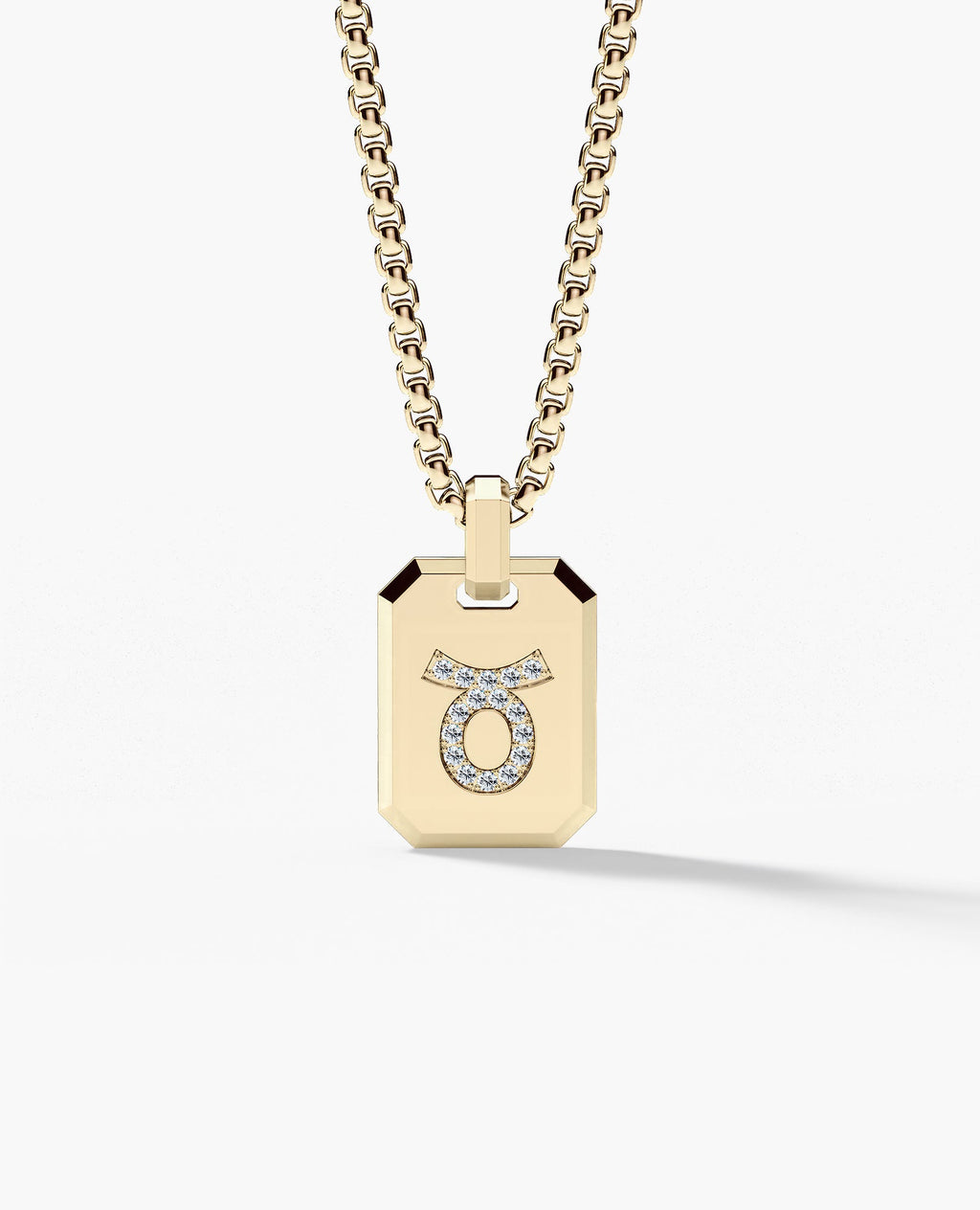 TAURUS MINI ZODIAC Dog Tag Gold Pendant with 0.25ct Diamonds