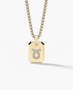 TAURUS MINI ZODIAC Dog Tag Gold Pendant with 0.25ct Diamonds