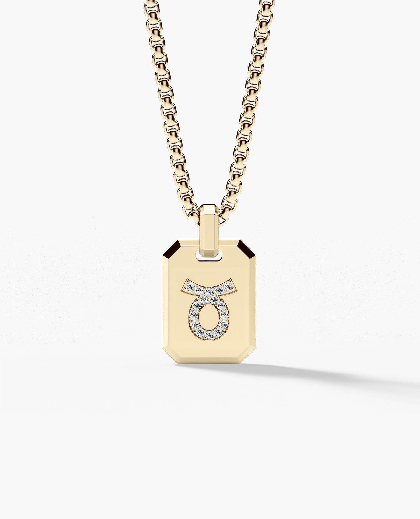 TAURUS MINI ZODIAC Dog Tag Gold Pendant with 0.25ct Diamonds
