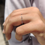 Open Gap Wedding Band with Round Cut Diamond