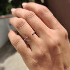 Open Gap Wedding Band with Round Cut Diamond