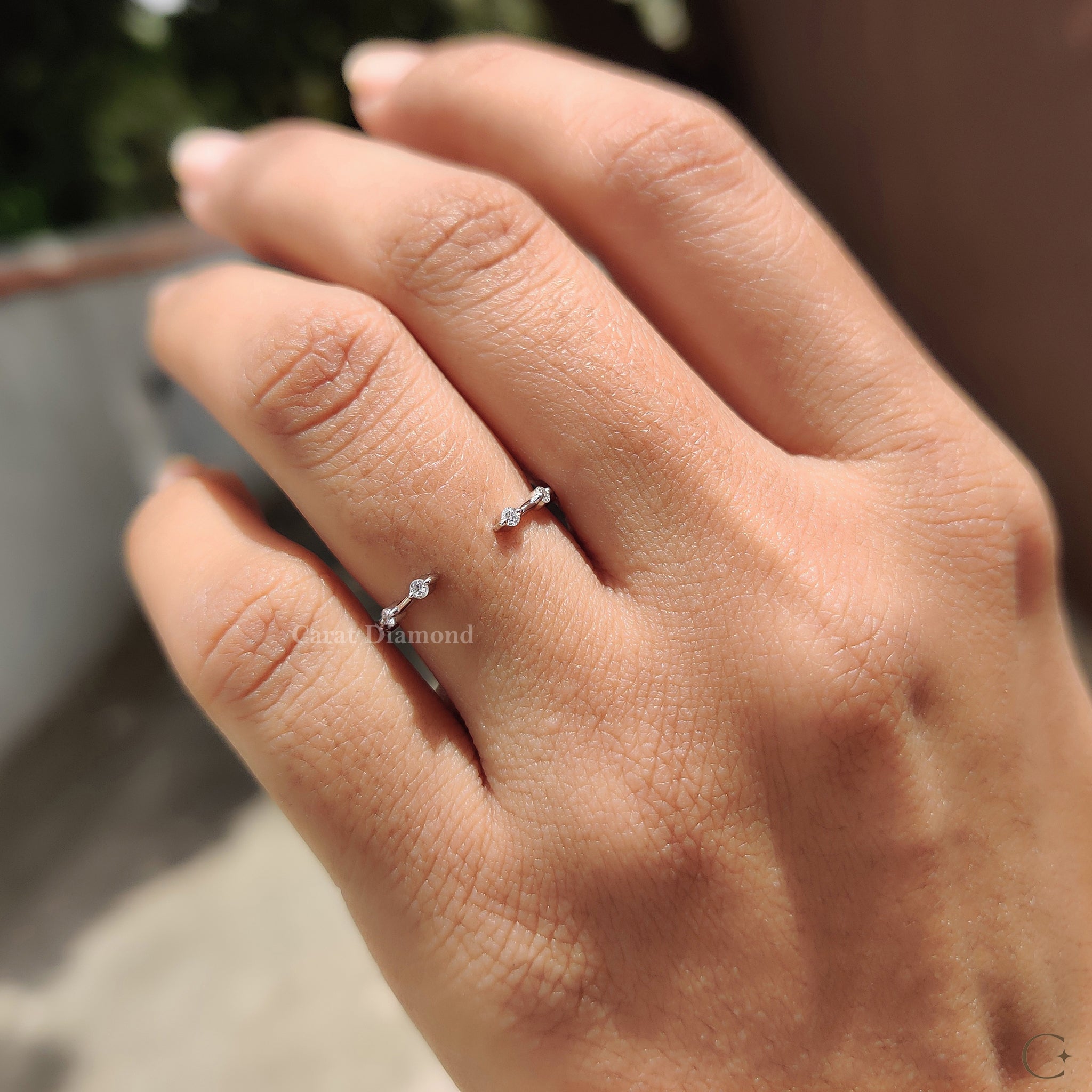 Open Gap Wedding Band with Round Cut Diamond