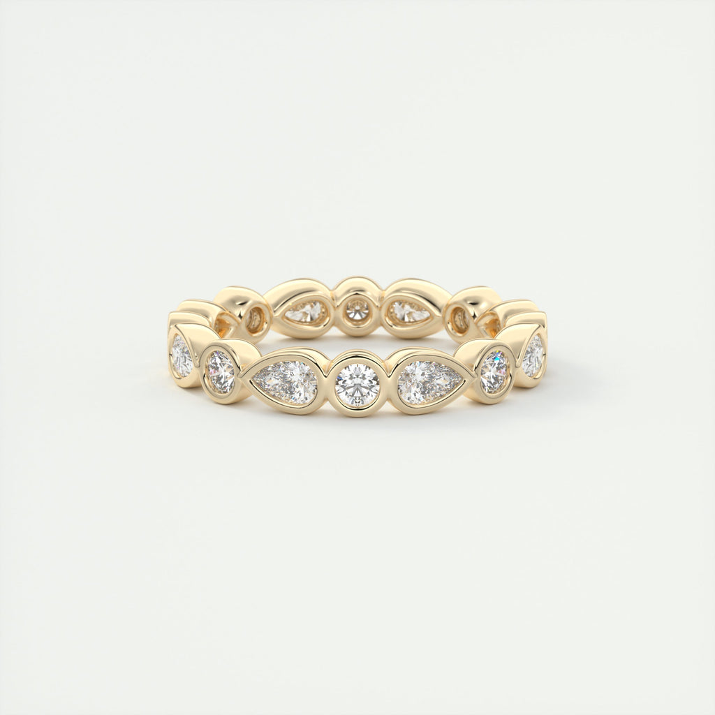 1.50CT Pear & Round Cut Moissanite Full Eternity Unique Wedding Band