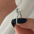 2.0 CT Pear Cut Moissanite Pave & Hidden Halo Style Engagement Ring