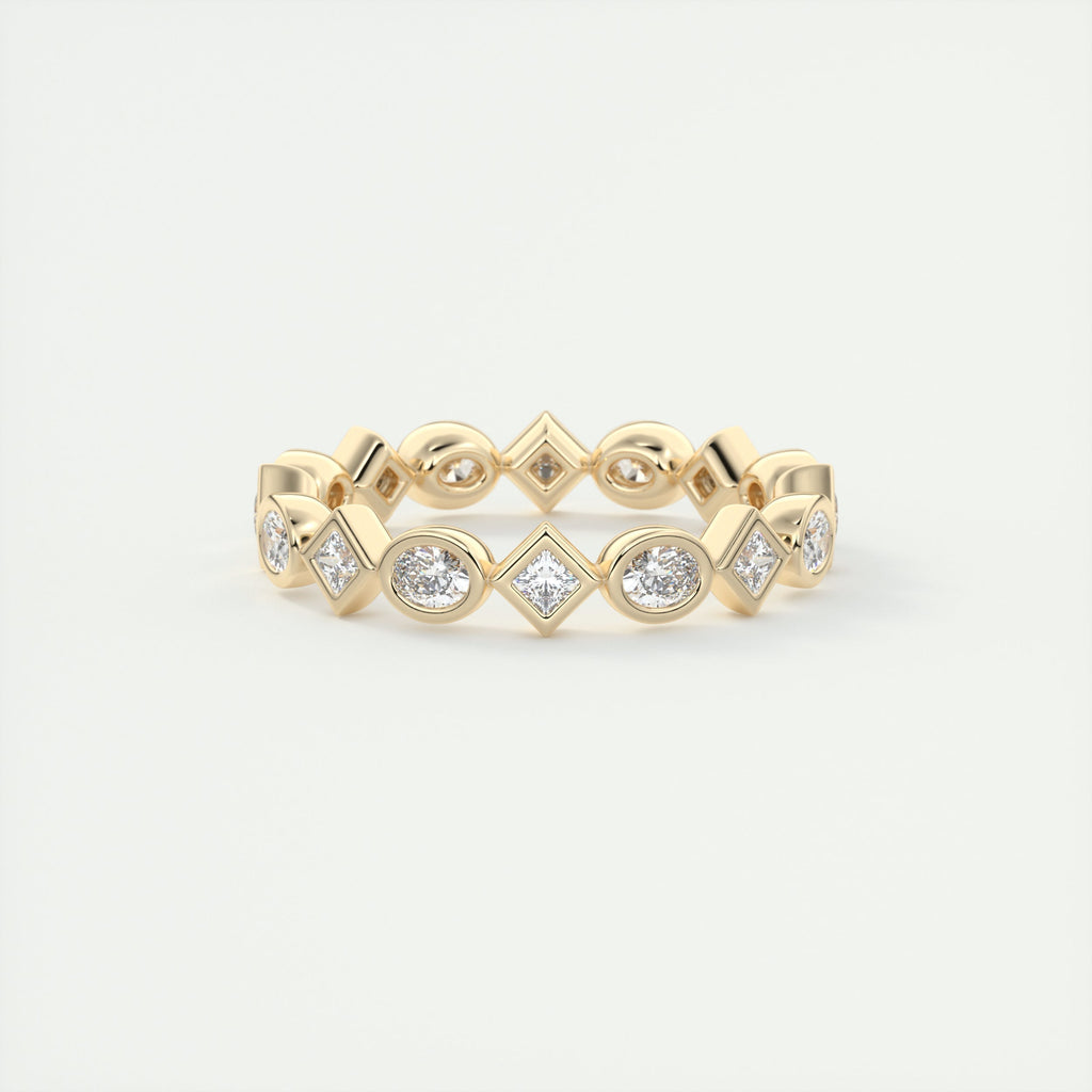 1.30CT Oval & Princess Moissanite Bezel Full Eternity Wedding Band