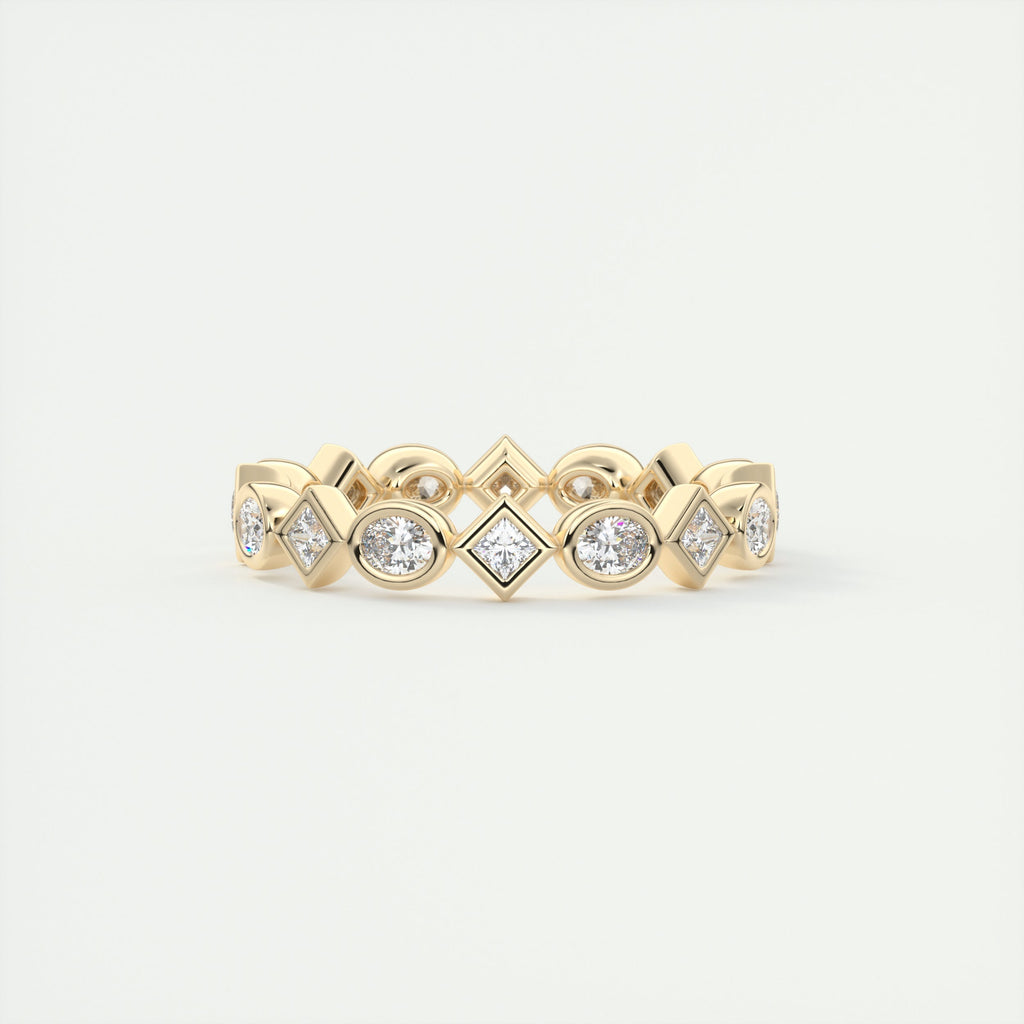 1.30CT Oval & Princess Moissanite Bezel Full Eternity Wedding Band