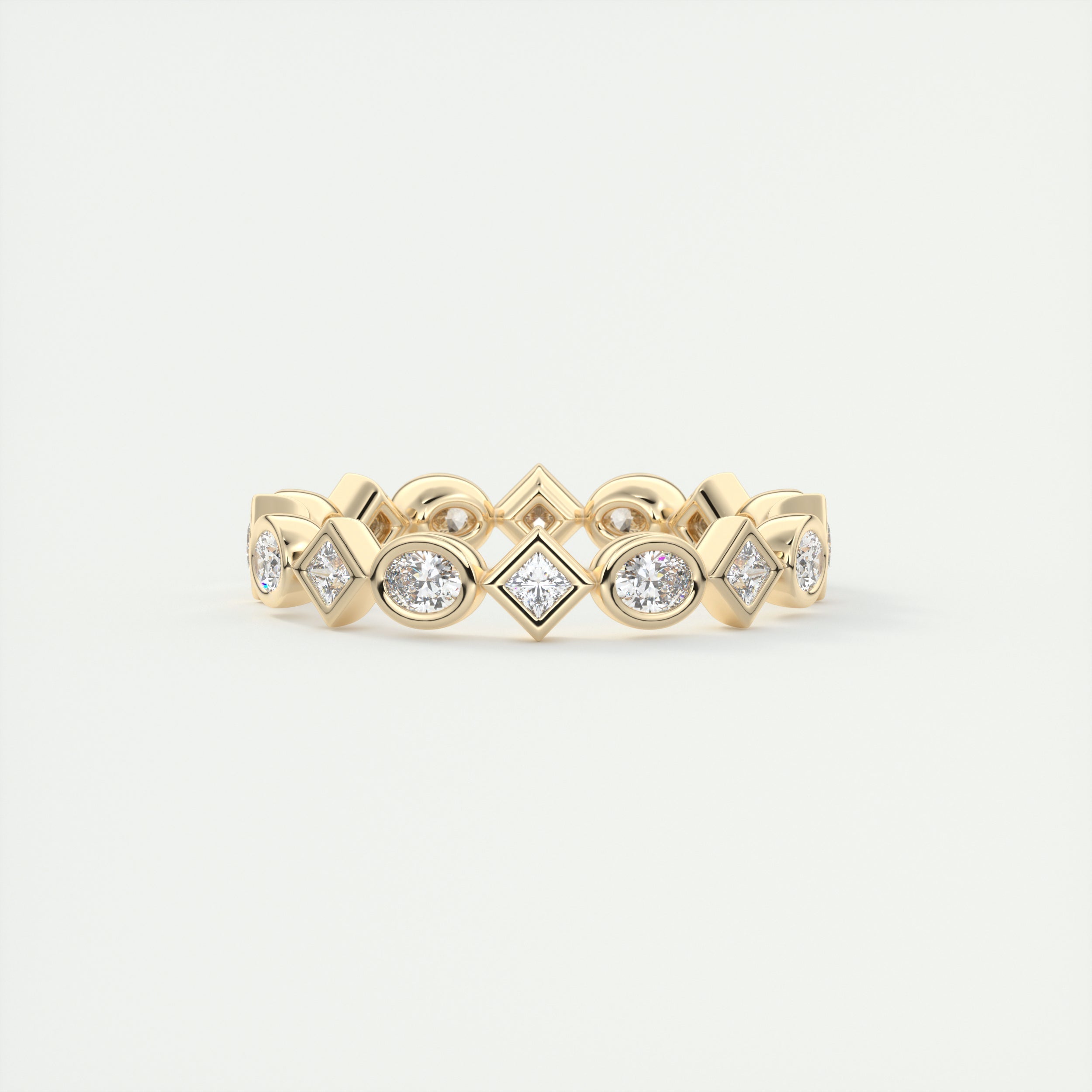 1.30CT Oval & Princess Moissanite Bezel Full Eternity Wedding Band