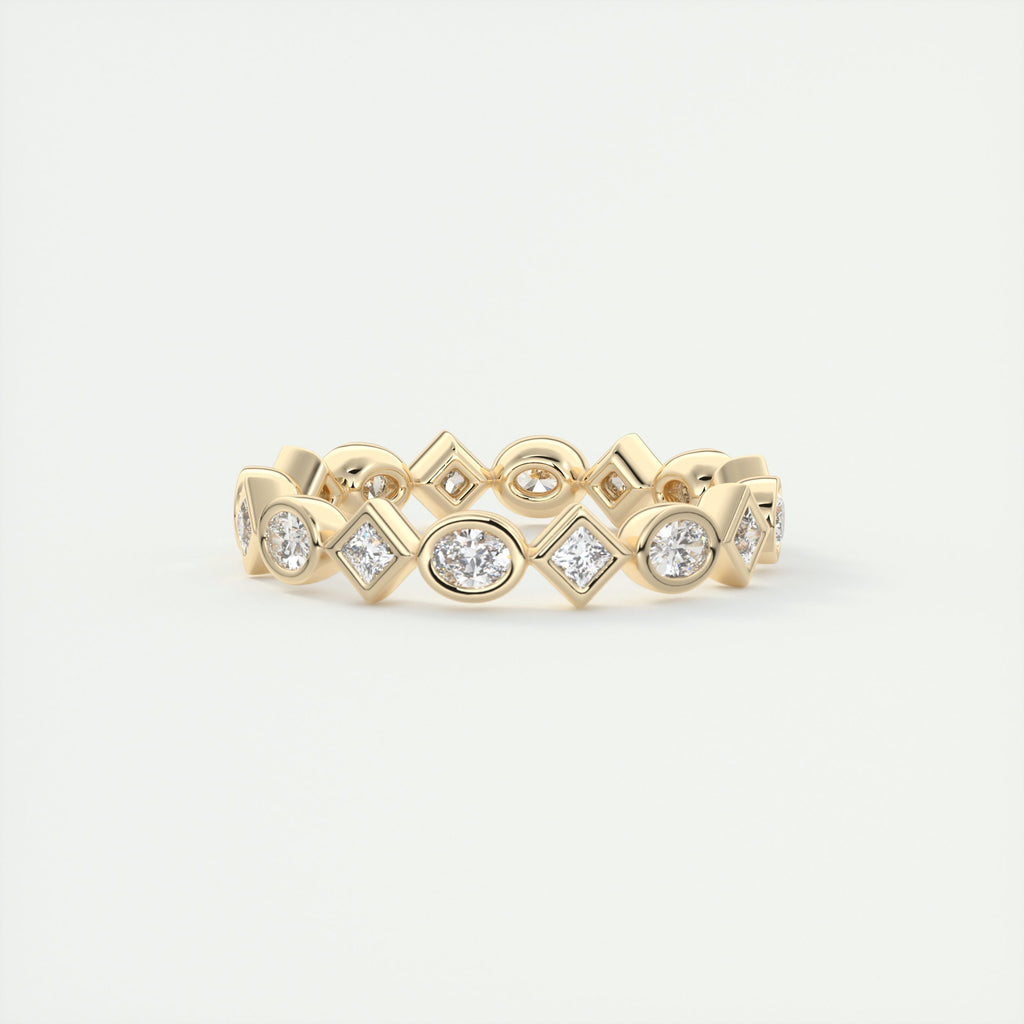 1.30CT Oval & Princess Moissanite Bezel Full Eternity Wedding Band