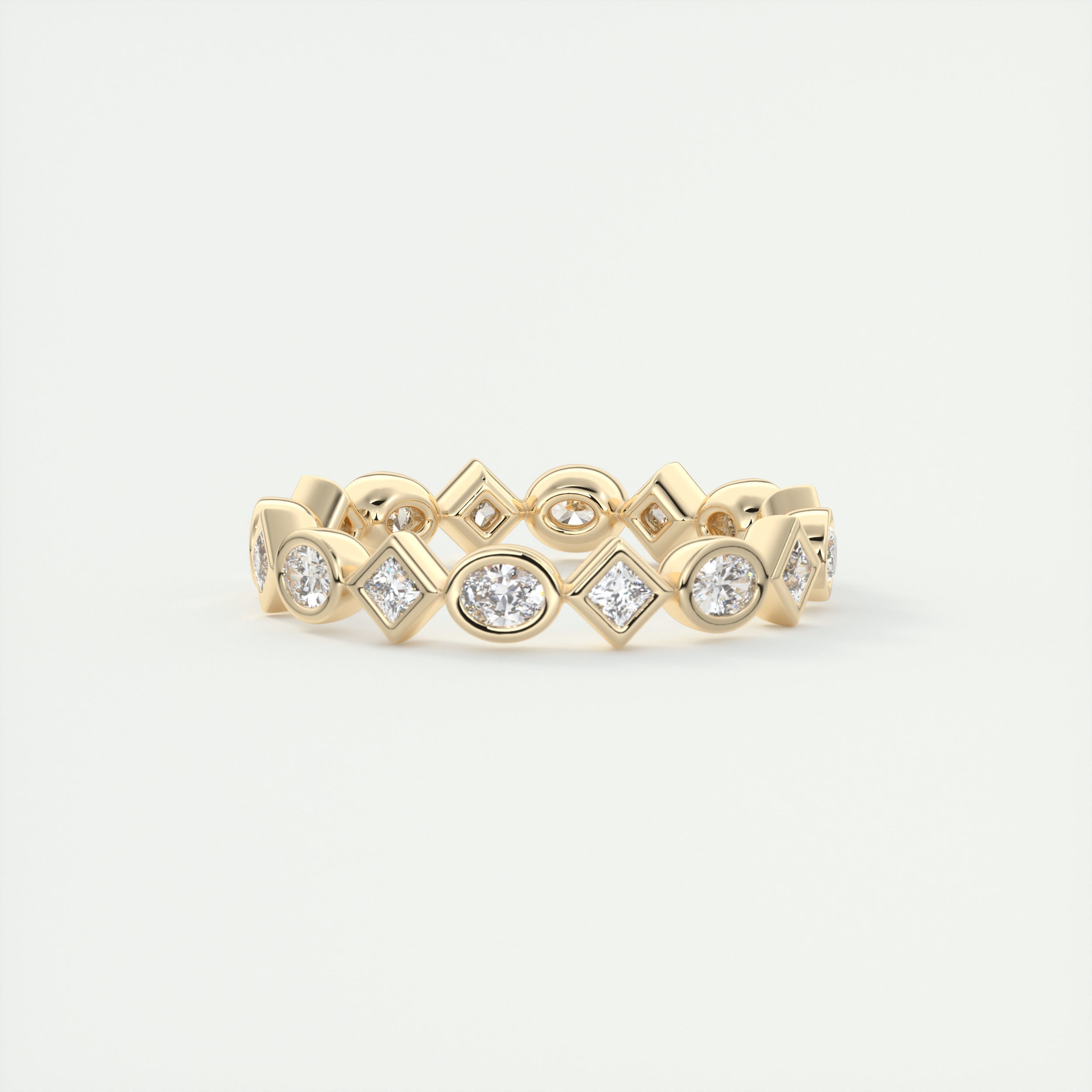 1.30CT Oval & Princess Moissanite Bezel Full Eternity Wedding Band
