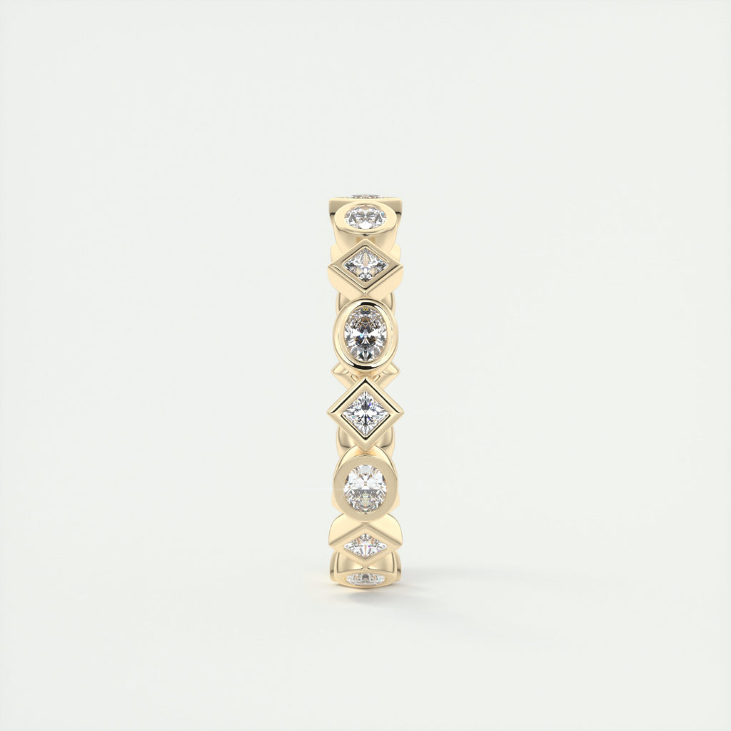 1.30CT Oval & Princess Moissanite Bezel Full Eternity Wedding Band