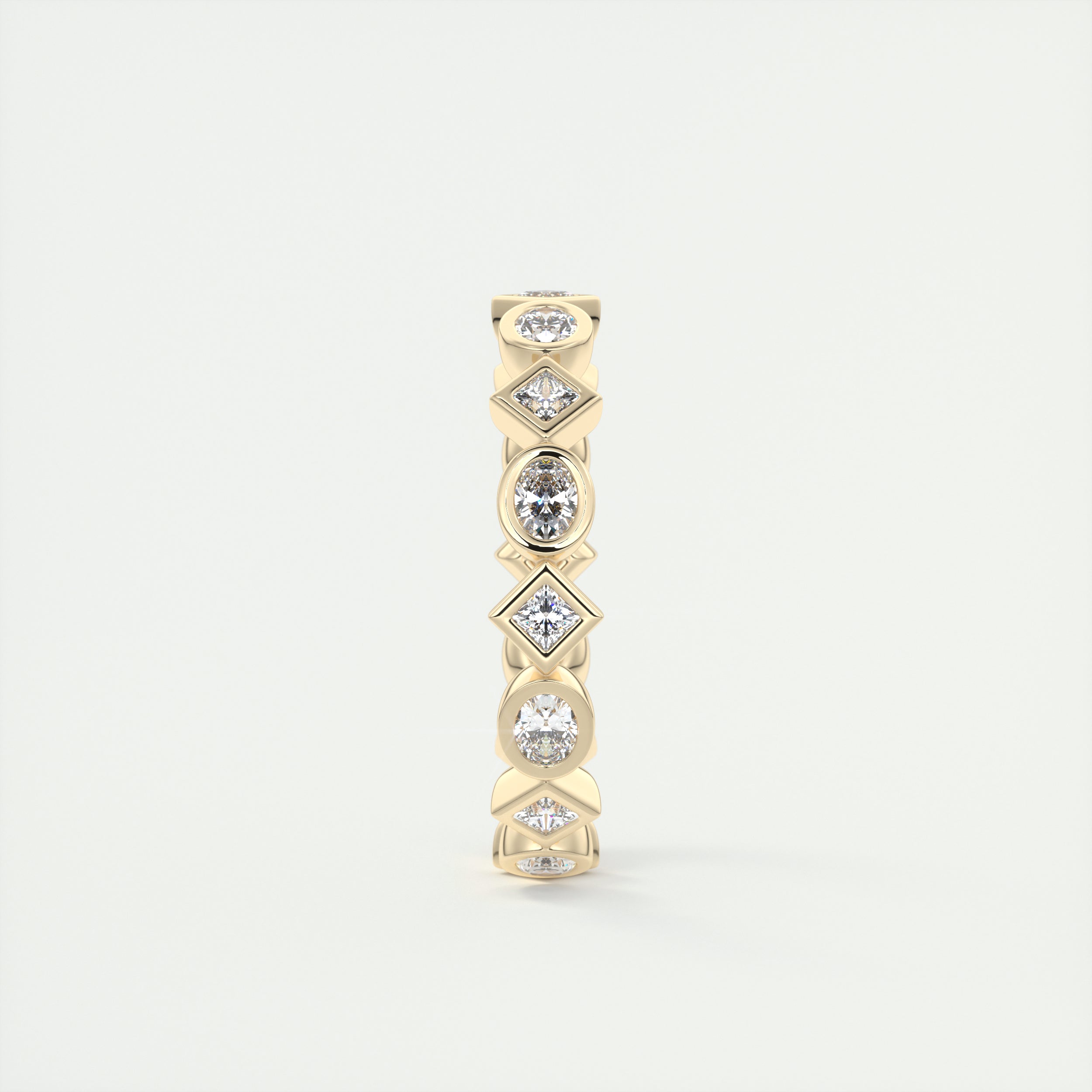 1.30CT Oval & Princess Moissanite Bezel Full Eternity Wedding Band